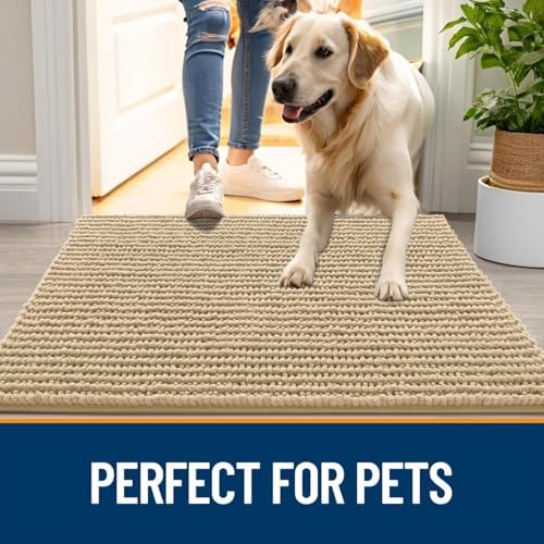 OLANLY Dog Door Mat for Muddy Paws 24x16, Extra Absorbent Chenille Mud Mat - Image 6