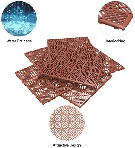 Pure Garden 12-Pack Polypropylene Interlocking Patio Deck Tiles - Image 3