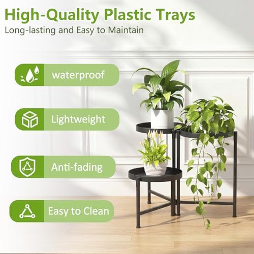 3 Tier Tall Metal Plant Stand, Duty Tiered Flower Shelf - Image 3