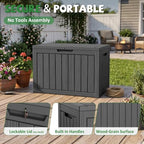 DRATO 55 Gallon Outdoor Storage Box Waterproof, Lockable Resin Deck Boxes - Image 4