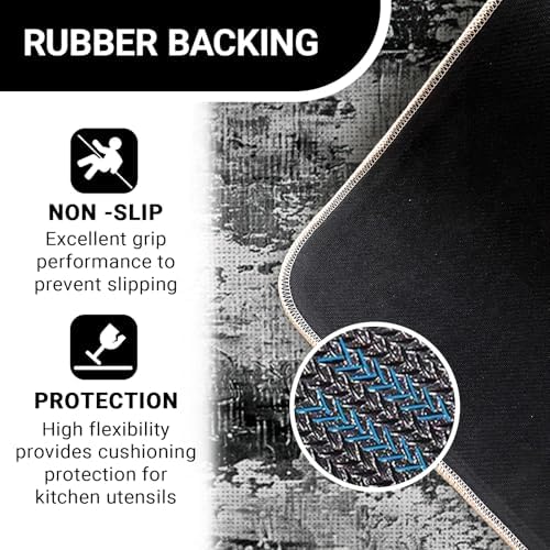 Farmhouse Black White Abstract Kitchen Rugs Set of 2 - Image 4