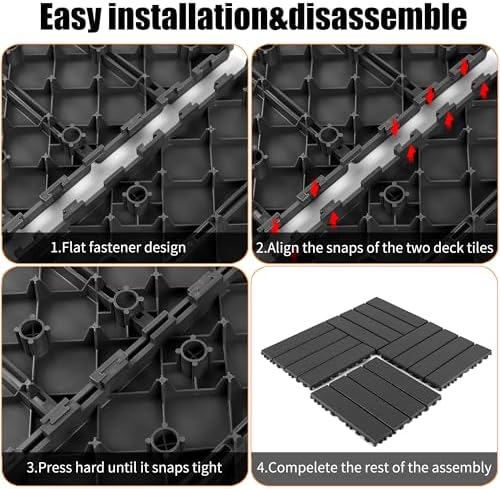 44 Pack Plastic Interlocking Decking Tiles, 12x12 Inch Waterproof Outdoor Floor - Image 6