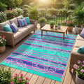 Garvee 6x9 Outdoor Waterproof Rug Reversible Straw Patio Rug Purple&Blue by Garvee
