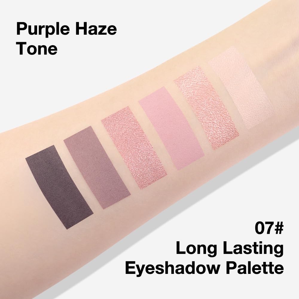 evpct 6 Colors Eye Shadow Palette Makeup for Older Women Green Eyes, Nude Pink Mauve Rose Gold Black Coffee Sparkle Shimmer Glitter Matte High Pigment Mini Travel Eyeshadow Palette, Built in Mirror
