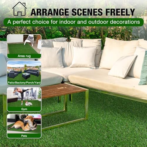 XLX TURF 8FT X 12FT Outdoor Artificial Turf Grass Rug, Thin Green Grass Carpet - Image 6