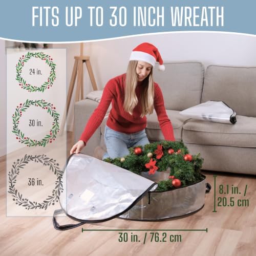 VENO 2 Pack Summer Wreath Storage Container, 30 Inch Clear Wreath Bag, - Image 2