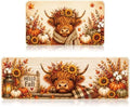 Fall Kitchen Mat Set of 2, Autumn Pumpkin Highland Cow Kitchen Rug by VISSTREE