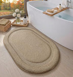 Color&Geometry Oval Beige Bathroom Rugs 36x24, Extra Soft Absorbent Microfiber - Image 4