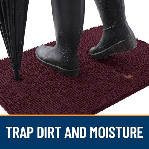 OLANLY Dog Door Mat for Muddy Paws 36x24, Super Absorbent Chenille Mud Mat - Image 2