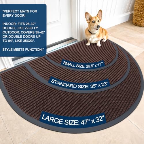 OLANLY Half Circle Front Door Mat 47x34, Waterproof Heavy-Duty Doormat - Image 2