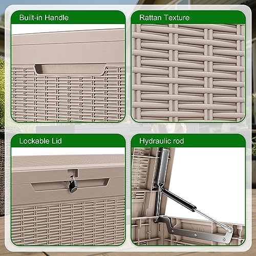 PatioZen 120 Gallon Resin Deck Box, Lockable Patio Outdoor Storage Box - Image 3