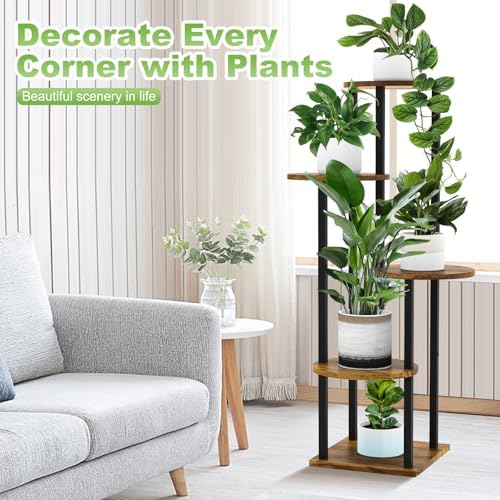 5 Tier Plant Stand Indoor Corner Tall Shelf - Image 4