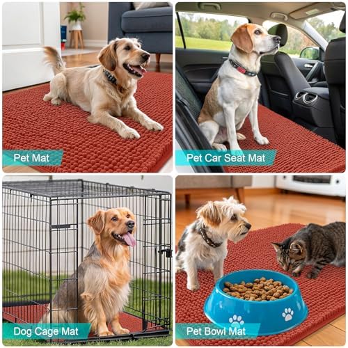 OLANLY Dog Door Mat for Muddy Paws 35x24, Super Absorbent Chenille Mud Mat - Image 7