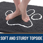 OLANLY Dog Door Mat for Muddy Paws 54x24, Paw Print Design Chenille Mud Mat - Image 4