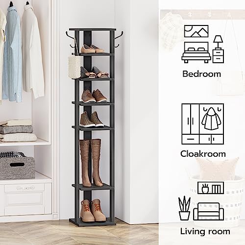 HOOBRO 8 Tiers Vertical Shoe Rack, Wooden Shoe Storage Organizer - Image 4