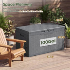 Flamaker Outdoor Storage Box 100 Gallon Waterproof Resin Deck Box - Image 4