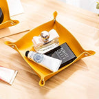 Leather Jewelry Valet Tray for Women and Man, Portable Entryway Table Tray - Image 5