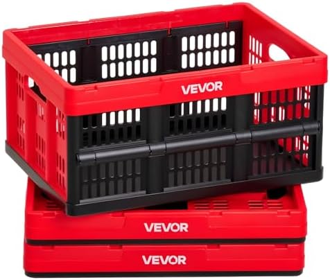 VEVOR Plastic Collapsible Storage Bins, 32L 3 Packs, Stackable Folding Storage by VEVOR