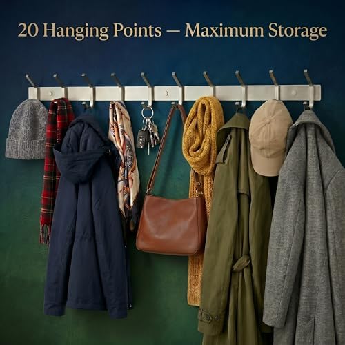 Coat Rack Wall Mount – Brushed Nickel 30 Inch Stainless Steel Hook Rail - Image 5