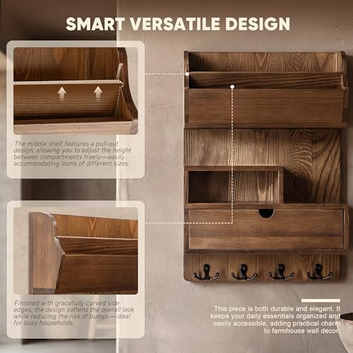 Rebee Vision Pine Wood Key Holder Wall Mount - Image 3
