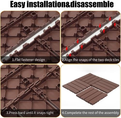 Plastic Interlocking Deck Tiles 12"x12" Waterproof Outdoor Patio Flooring All - Image 3