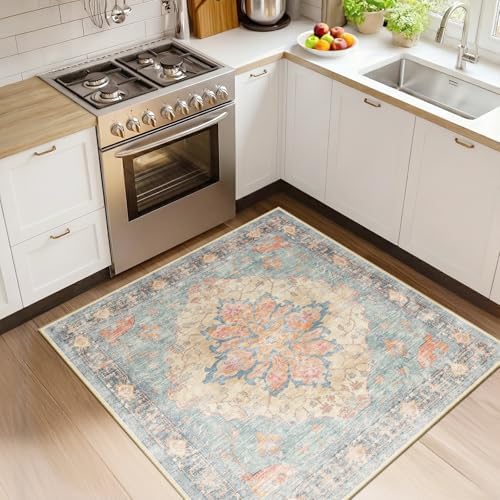 RELEANY Washable Area Rug, Square 4'x4' by RELEANY