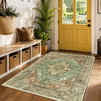 RELEANY Washable Area Rug, Brick/Brown/Green - Image 2