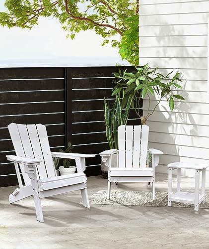 Adirondack Square Outdoor Side Table, 2-Tier Storage Patio Side Table, HDPE End - Image 2