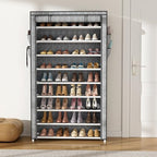 VILICK Shoe Rack with Cover Narrow Shoe Organizer with Pockets 10 Tier Tall - Image 2