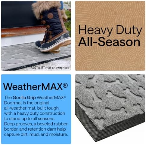 GORILLA GRIP WeatherMAX Door Mat, Indoor Outdoor, Light Gray Bones - Image 3