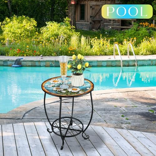 Cinnvoice Outdoor Side Table Small End Patio Porch Table - Image 6