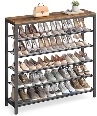 VASAGLE 6-Tier Shoe Rack, 24-30 Pairs, Metal Mesh by VASAGLEbySONGMICSHOME
