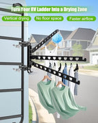 3-Arm Aluminum RV Ladder Clothes Drying Rack w/304 Stainless Steel Clamps - Image 2
