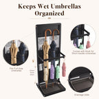 Wet Umbrella Stand with Bag Holder, Entryway Organizer with Drip Tray - Image 5