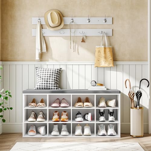 HOOBRO Shoe Storage Bench with Cushion, 39.4" L Entryway Bench - Image 2