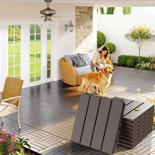 Goovilla Plastic Interlocking Deck Tiles, 9 Pack, Dark Coffee by Goovilla