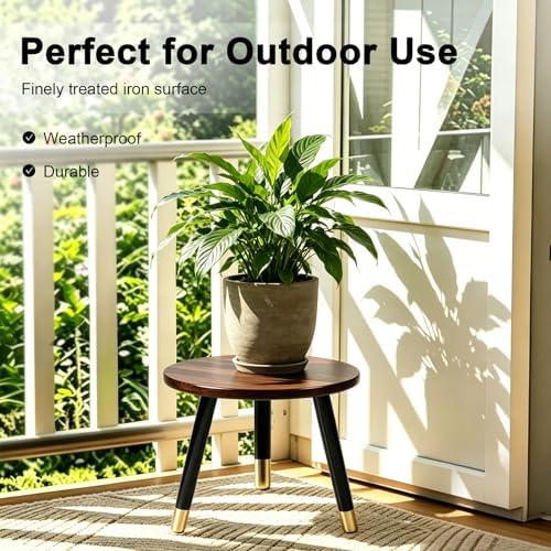 2-Pack Mid Century Plant Stand for Indoor Plants, Modern Wood & Metal Flower - Image 5