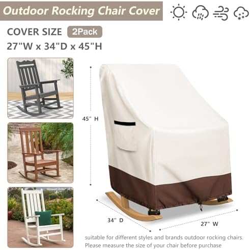 Rocking Chair Cover 2 Pack 600D Heavy Duty Waterproof - Image 3