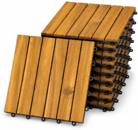 Patio Flooring Indoor/Outdoor 12 in. Golden Teak Acacia Wood Interlocking Deck by Oakland+Living