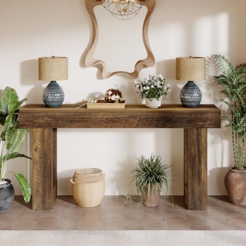 Tribesigns 63-Inch Long Console Table, Farmhouse Wooden Sofa Table Behind The - Image 4