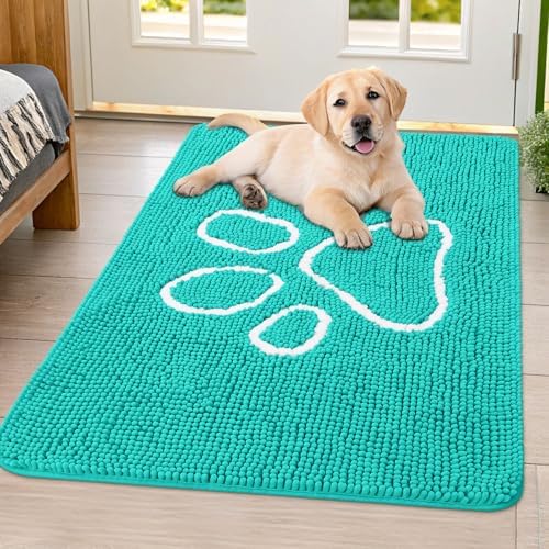 Smiry Dog Door Mat for Muddy Paws, Absorbent Non Slip Dirt Trapper by Smiry