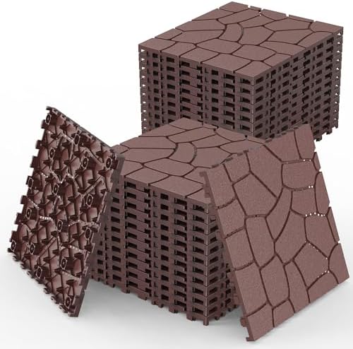 44 Pack Plastic Interlocking Decking Tiles, 12x12 Inch Waterproof Outdoor Floor by Unknown