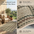 JTJ Easy Jute 2x3 Entryway Rug, Sage Green Plaid Washable Non Slip - Image 4