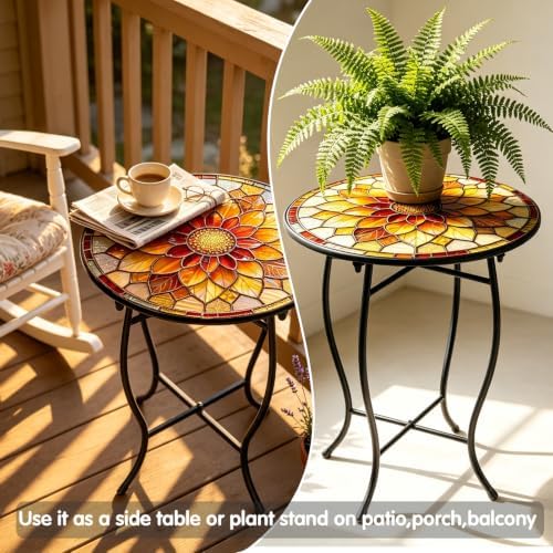 14" Outdoor Side Table, Rust Proof Small Metal Side Table - Image 5