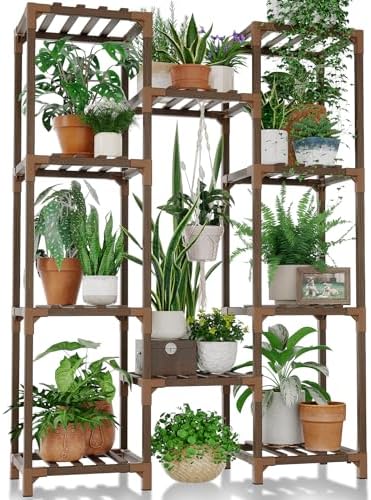 Bamworld Plant Stand Indoor Outdoor Tall Plant Shelf by Bamworld