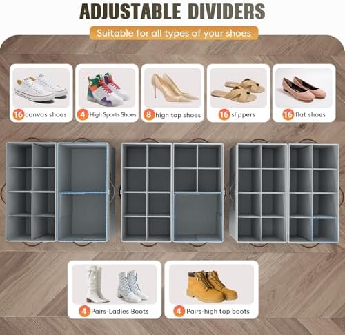 2 Pack Shoe Organizer for Closet, Foldable Shoe Storage - Image 3