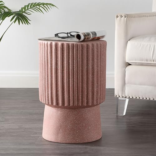 JONATHAN Y Louisa Outdoor Accent Table 19" Fluted Polyresin by JONATHANY