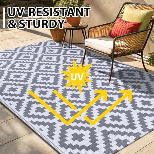 Smiry Outdoor Rug 9x18 ft Waterproof Reversible Boho Mat - Image 4