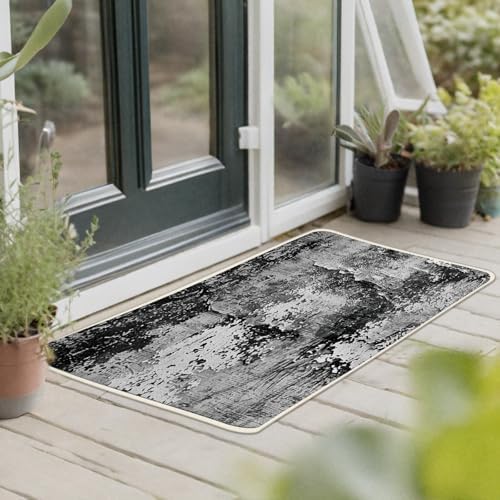 Farmhouse Black White Abstract Kitchen Rugs Set of 2 - Image 6