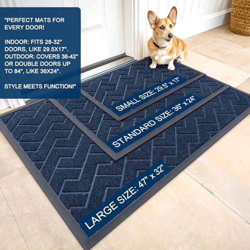 OLANLY Front Door Mat Outside 47x23, All-Season Absorbent Rubber Doormat - Image 2
